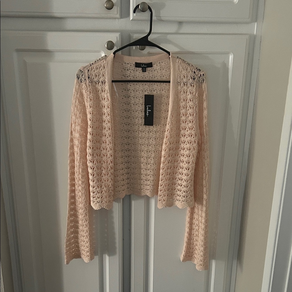 Lulu's Light Pink Open-Knit Cardigan